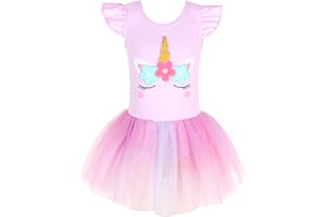 EQSJIU Unicorn Ballet Leotards with Tutu for Girls Toddlers Dance Cotton Tulle Skirts Dress