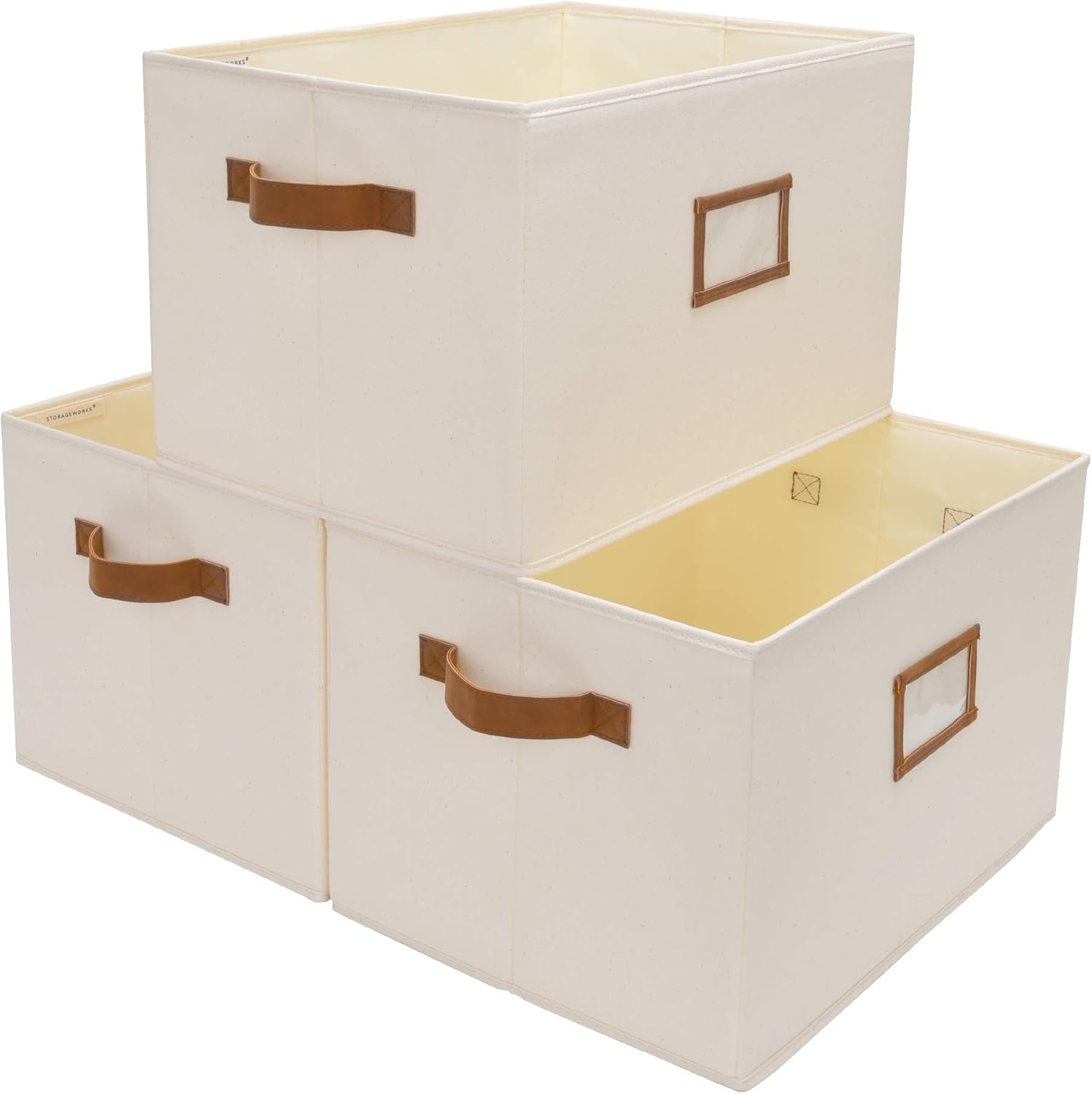 StorageWorks Decorative Storage Bins for Shelves, Closet Storage Baskets with Strong