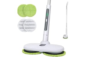 OGORI Cordless Electric Spin Mops for Hardwood , Tile, Vinyl & Laminate Floors, Rechargeable Dual Spinning Scrubber Cleaner , 4 Reusable Microfiber Pads