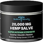 Medical Miracles New Hemp Salve Super Intense Strength 20,000 MG. Ideal for HIPS, Joints, Neck, Back, Elbows, Fingers, Hands, and Knees. 100% Natural - Proudly Made in USA