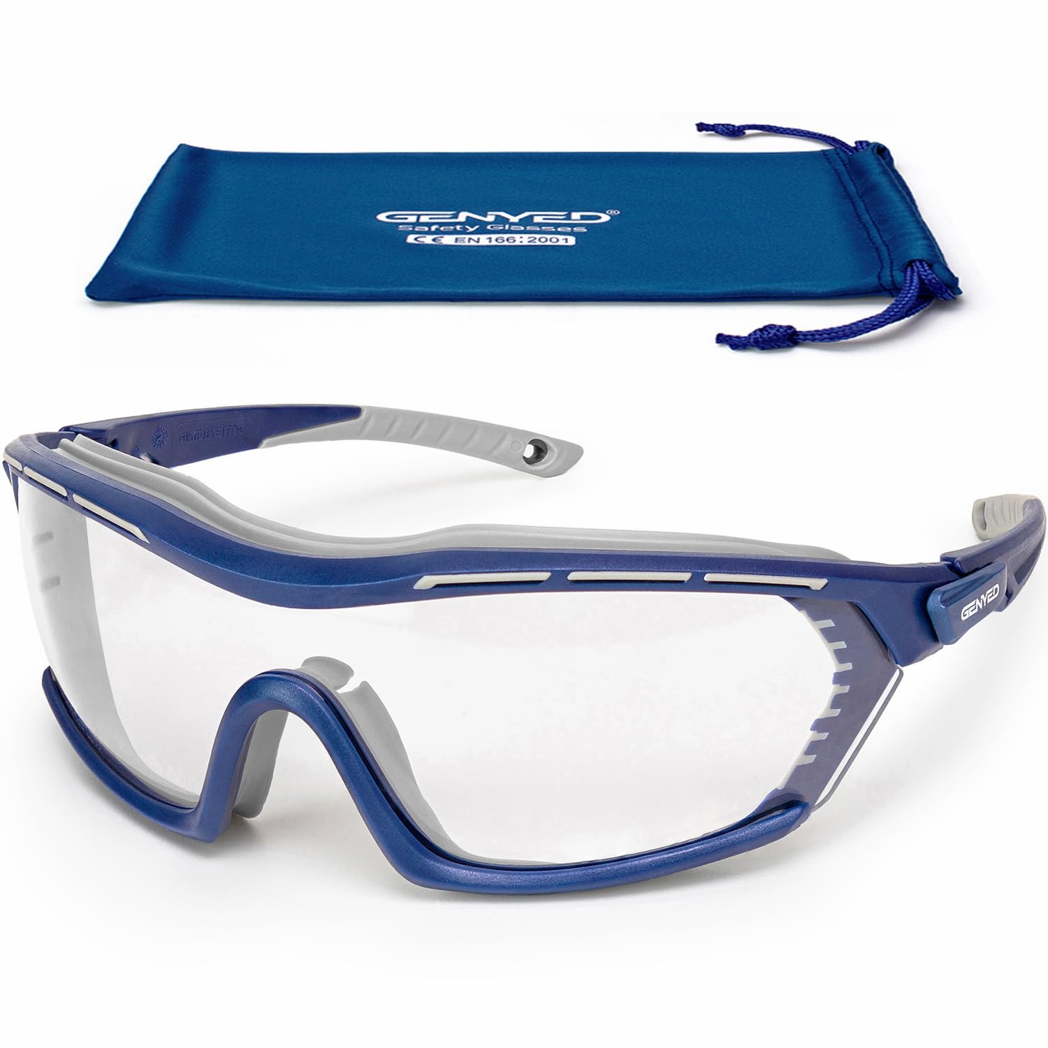 GENYED Safety Glasses for Work, Protective Glasses, Anti-Scratch Anti-Fog UV400 Lens, Wrap-Around Protective Seal, CE EN166 Certified, Adjustable Temples, Safety Goggles, Protective Eyewear