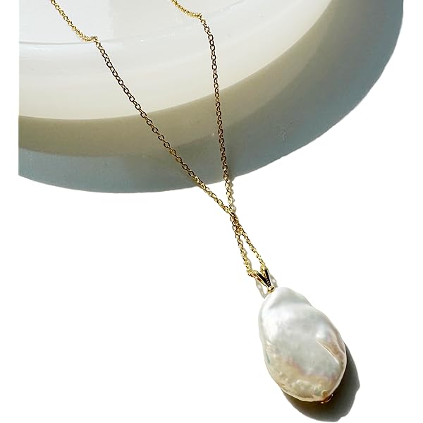 Amazon.com: namana Baroque Pearl Pendant Necklace for Women, Gold