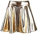 Women's Liquid Metallic Skirt Wet Look Flared Skater Skirt Dress, Golden