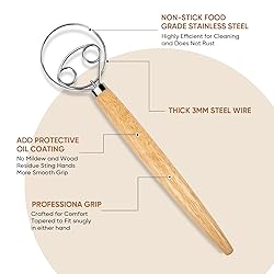 Danish Dough Whisk - Bread Whisk, Dutch Whisk for