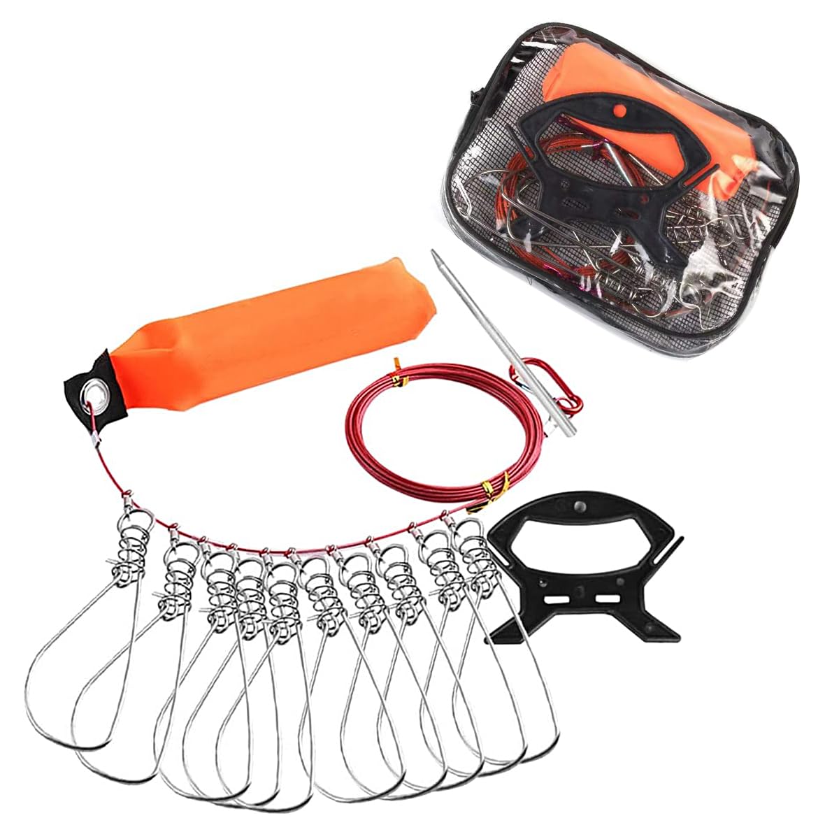 ZONADAH Fish Stringer Kit Fishing Stringer Live Heavy Duty Fish Lock Cable Ropes with 10 Stainless Steel Lock Snaps Fishing Gear Kit Accessory