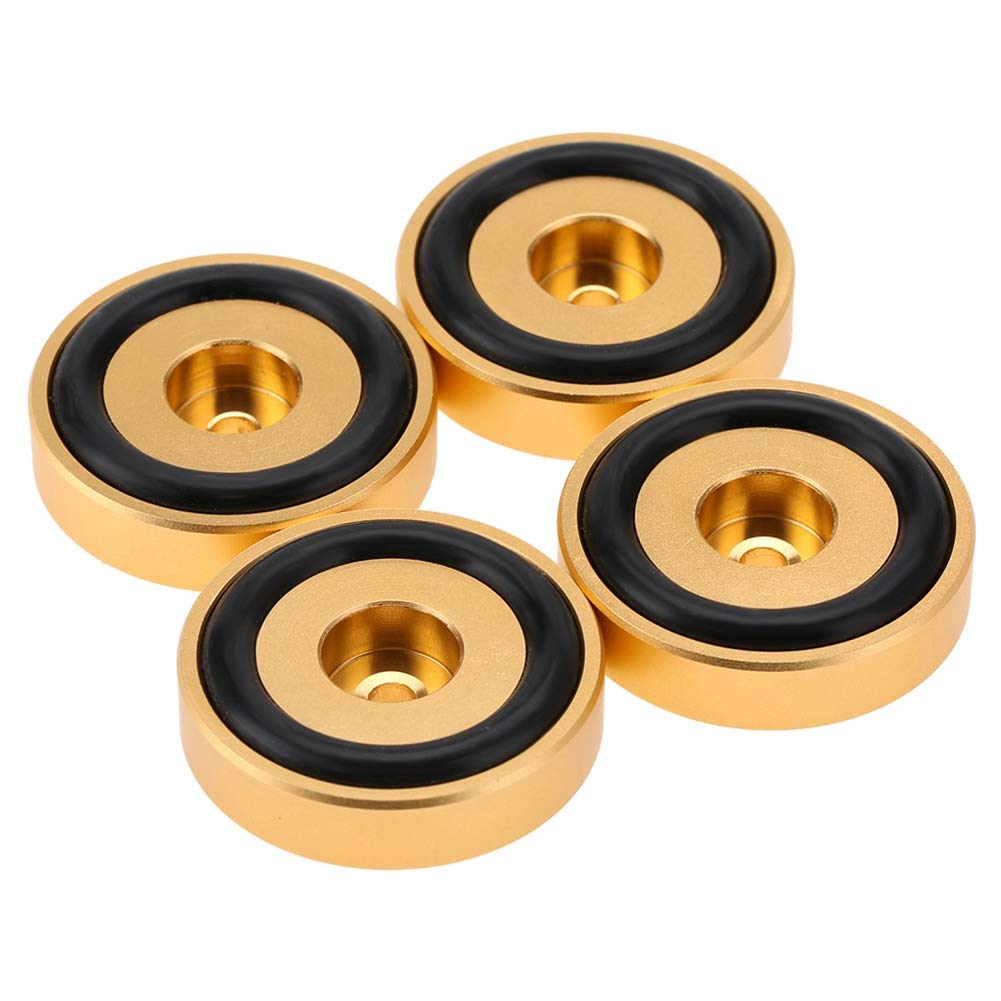 4Pcs 40 * 10mm Feet for Vibration Amplifier, Aluminum Alloy Universal Spikes Pads Base Pad Anodizing Isolation Sand Blasting Amplifier Pads Feet. (Black/Gold/Silver)