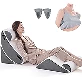 Wedge Pillow Set for After Surgery, 5 PCS Bed Wedge Pillow for Sleeping, Memory Foam Orthopedic Back Pillow for Pain Relief and Acid Reflux, Adjustable Post Surgery Pillow Grey