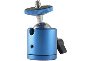EXMAX Mini Ball Head Aluminum Alloy Tripod Ball Head with 1/4" Screw Thread Base Mount 360 Degree Rotatable for Monopods DSLR Cameras HTC Vive Camcorder Light Stand Ring Light Max. Load 4.4lbs (Blue)