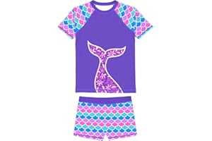 weVSwe Girls Rash Guard Swimsuit Rare Hem Cuffs Bathing Suit UPF 50+ Protection