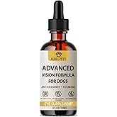 Aura Pets Advanced Vision Formula for Dogs - Eye Health Support with Lutein | Zeaxanthin &amp; Astaxanthin - Helps Maintain Clear Vision &amp; Comfort - 30ml Liquid Supplement
