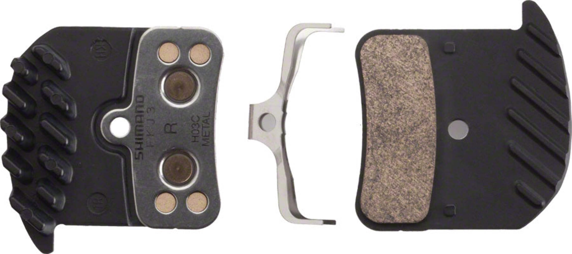 SHIMANO H03C-MF Disc Brake Pad and Spring - Metal Compound, Finned Aluminum Backplate
