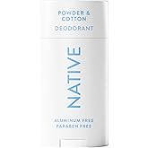 Native Aluminum Free Deodorant, Powder & Cotton, 72 Hour Odor Control, for Women & Men, Contains Naturally Derived Ingredients, 2.65 oz