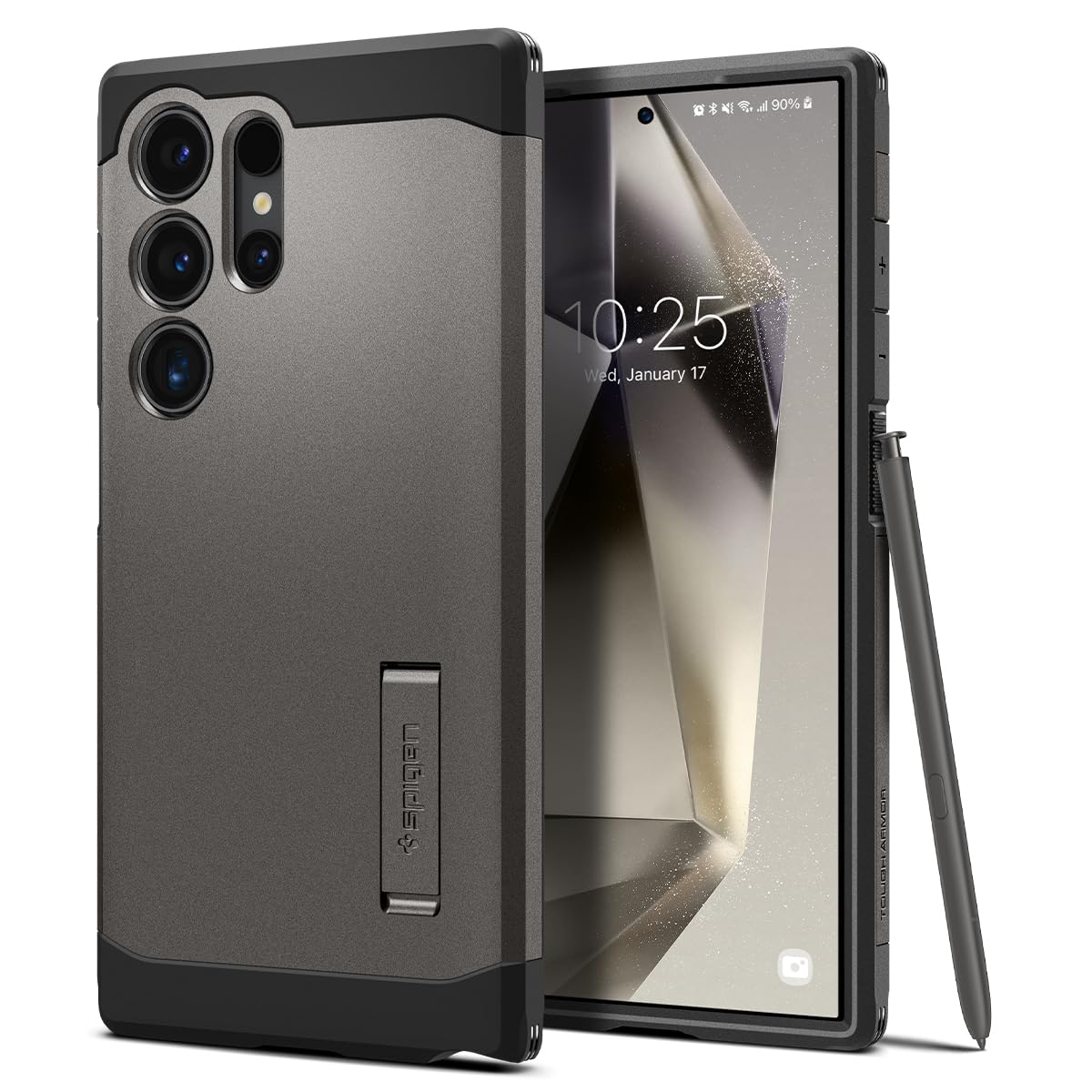 Spigen Tough Armor Designed for Galaxy S24 Ultra Case (2024) [Kickstand] [Military-Grade Protection] - Gunmetal