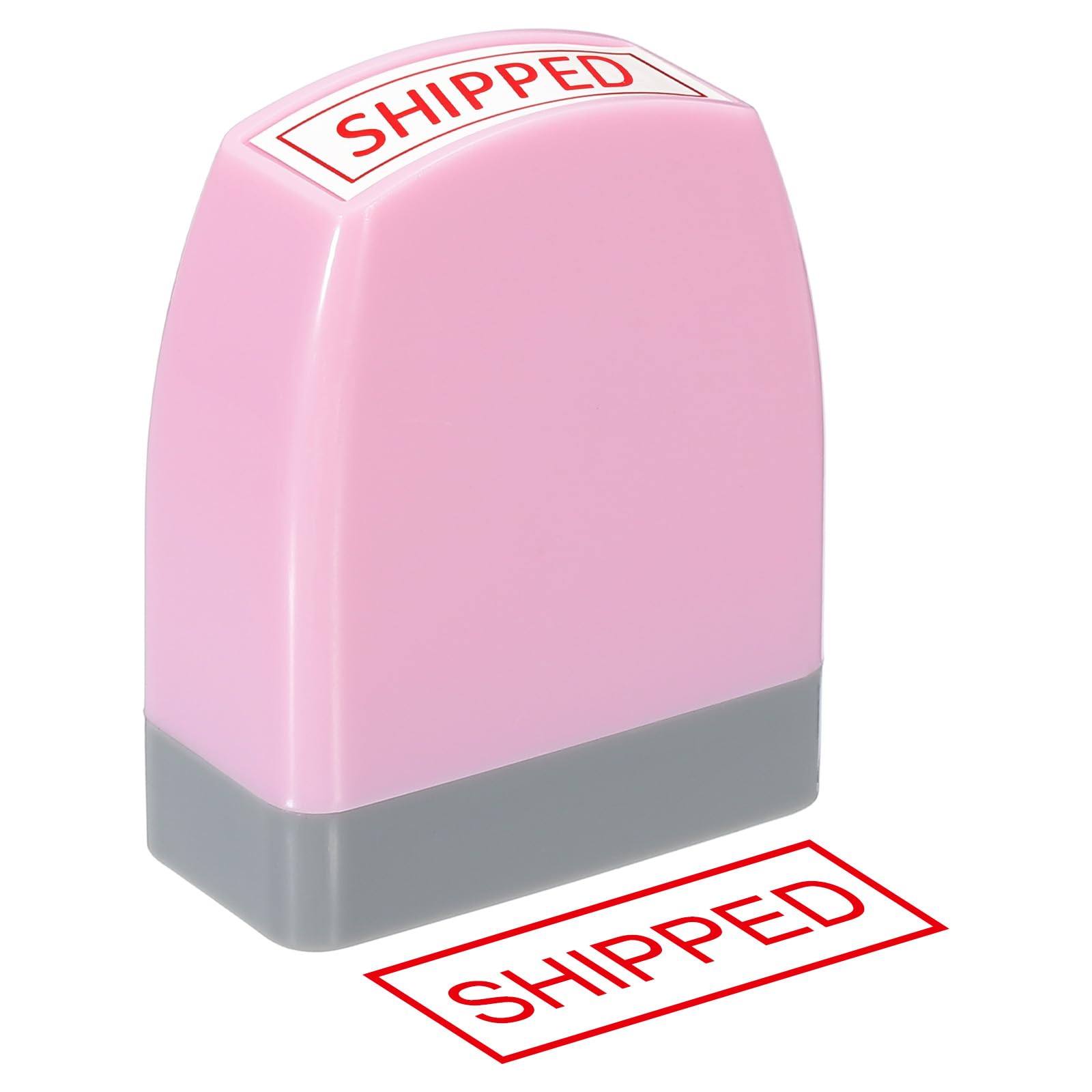 PATIKIL Ship Notice Stamp Self Inking, Red Ink Office Stamps Pre Inked Message Stamp Refillable Business Stamp, Pink