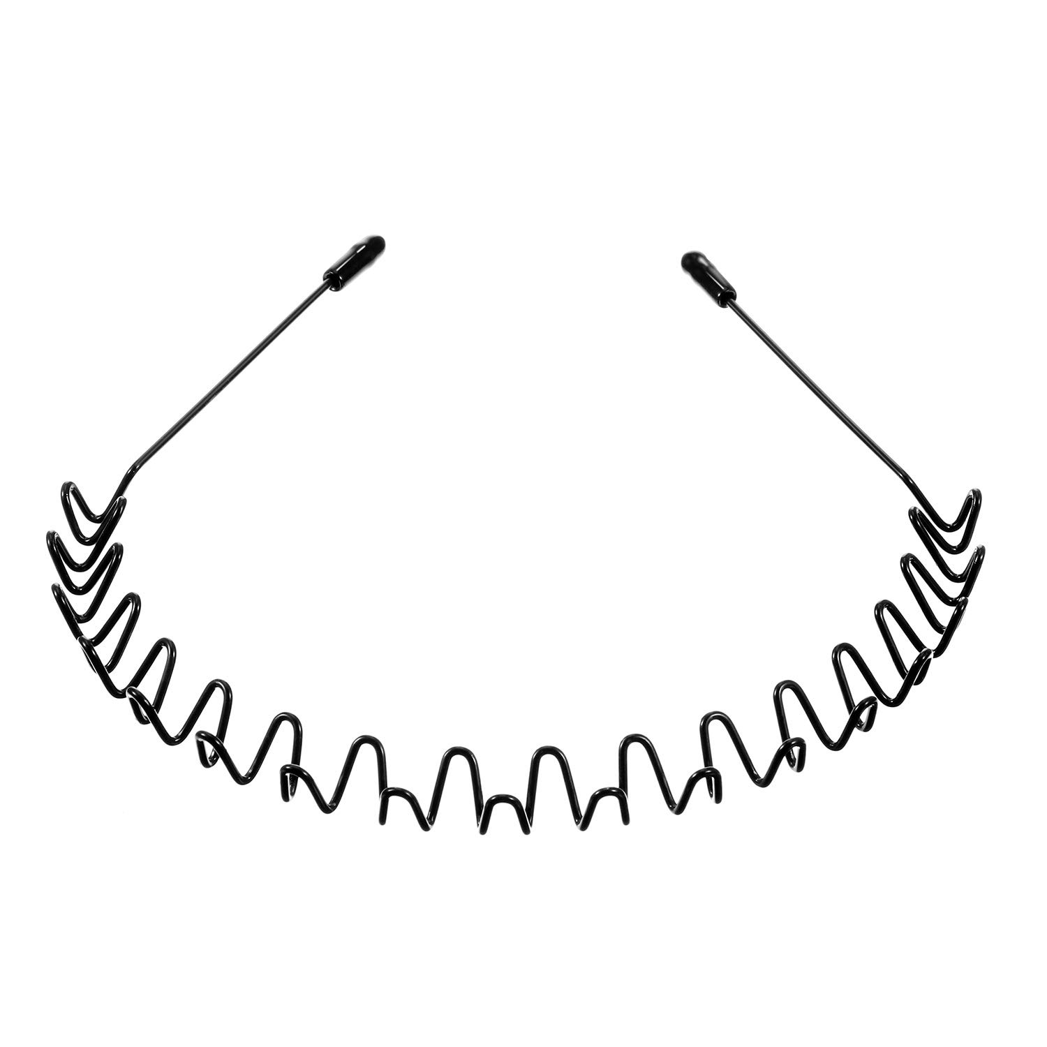 3 Pack Unisex Hair Band Metal Headband Black Head Band Spring Wavy Nonslip Men Women Sports Fashion Headwear (Spring Wave) : Beauty