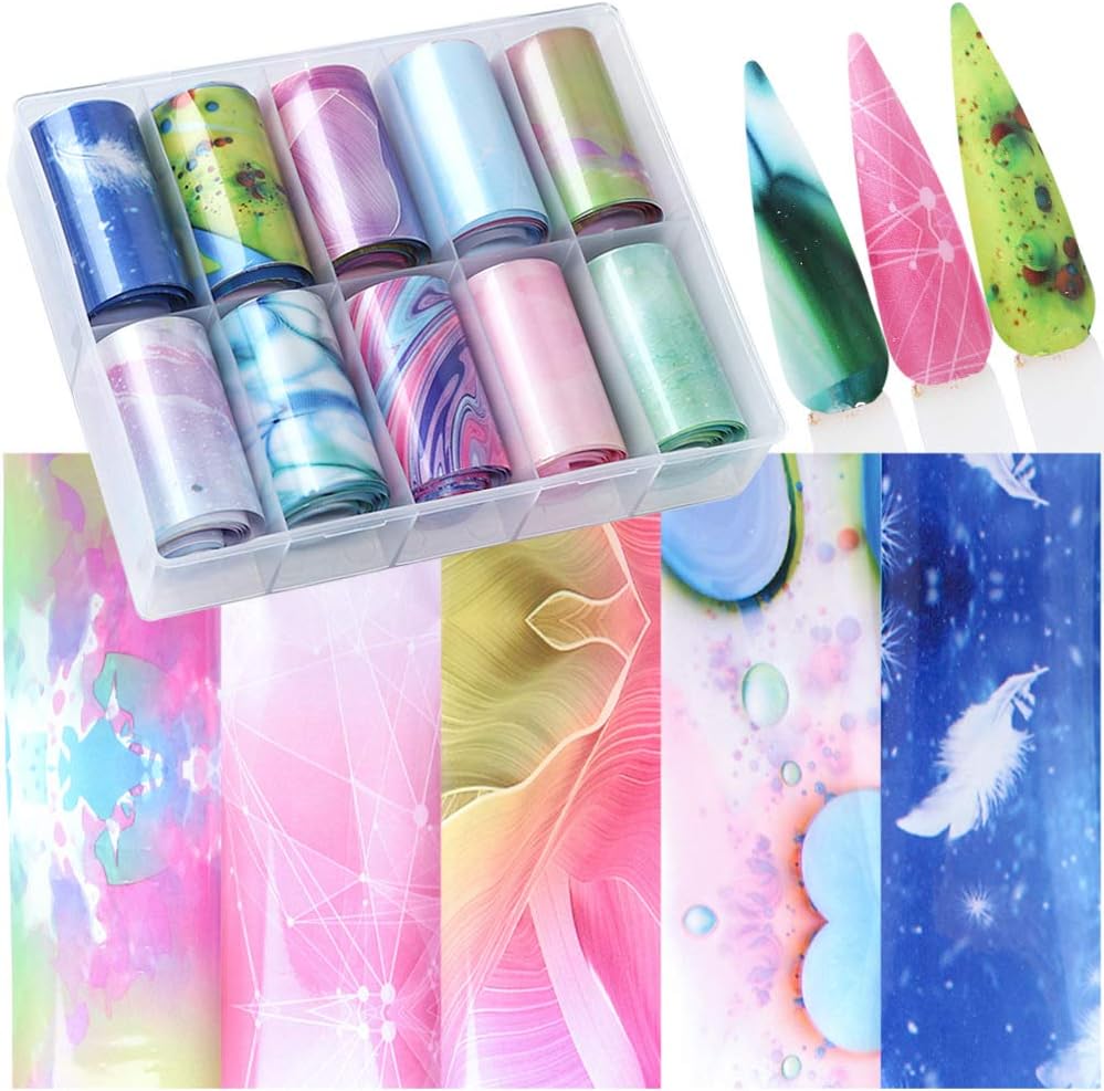 10 sheet/Box Constellation Star Sky Marble Universe Galaxy Marble Series Nail Foil Sky Dream Catcher Transfer Sticker Nail Art 100cm (58)