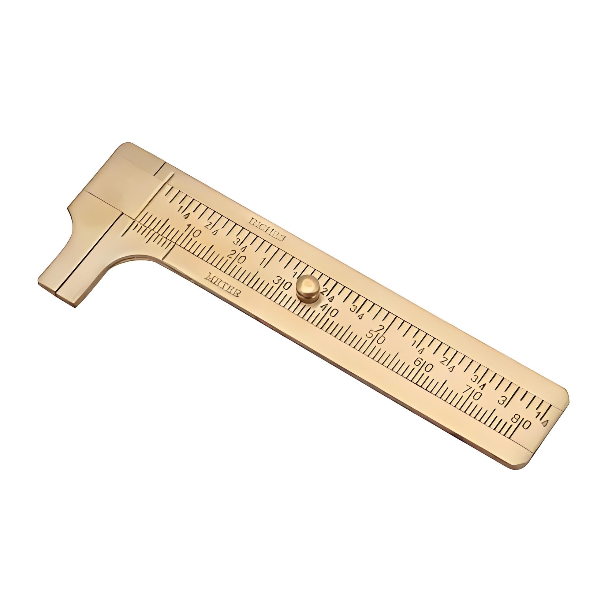 Vernier Caliper Mini Retro Brass Sliding Gauge Sliding Ruler Measuring Tool with Double Scales (80mm)