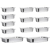 Maxdot 12 Set Stainless Steel Hotel Pan 1/1 1/2 1/3 Size 4 Inch Deep, Stainless Steel Steam Table Pan, Commercial Food Pans for Restaurant Catering Salad Bar Party Supplies Metal Steam Tray
