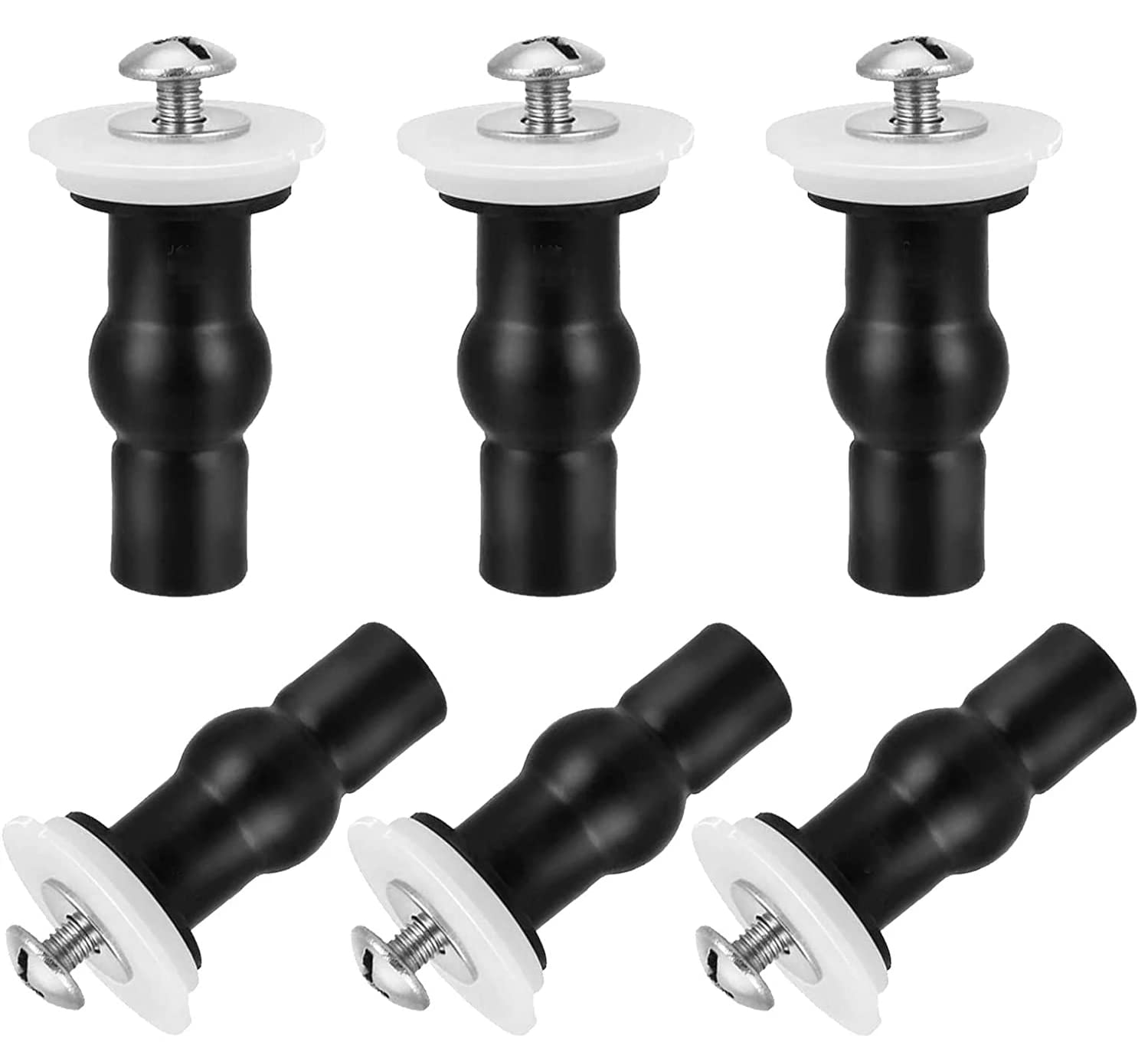 UK SELLER | Set Of 6 Toilet Seat Screws For Hinges | Expanding Rubber Bung Bolts / Replacement Top Nut Screws | Loo Seat Fixings / Toilet Seat Fixtures
