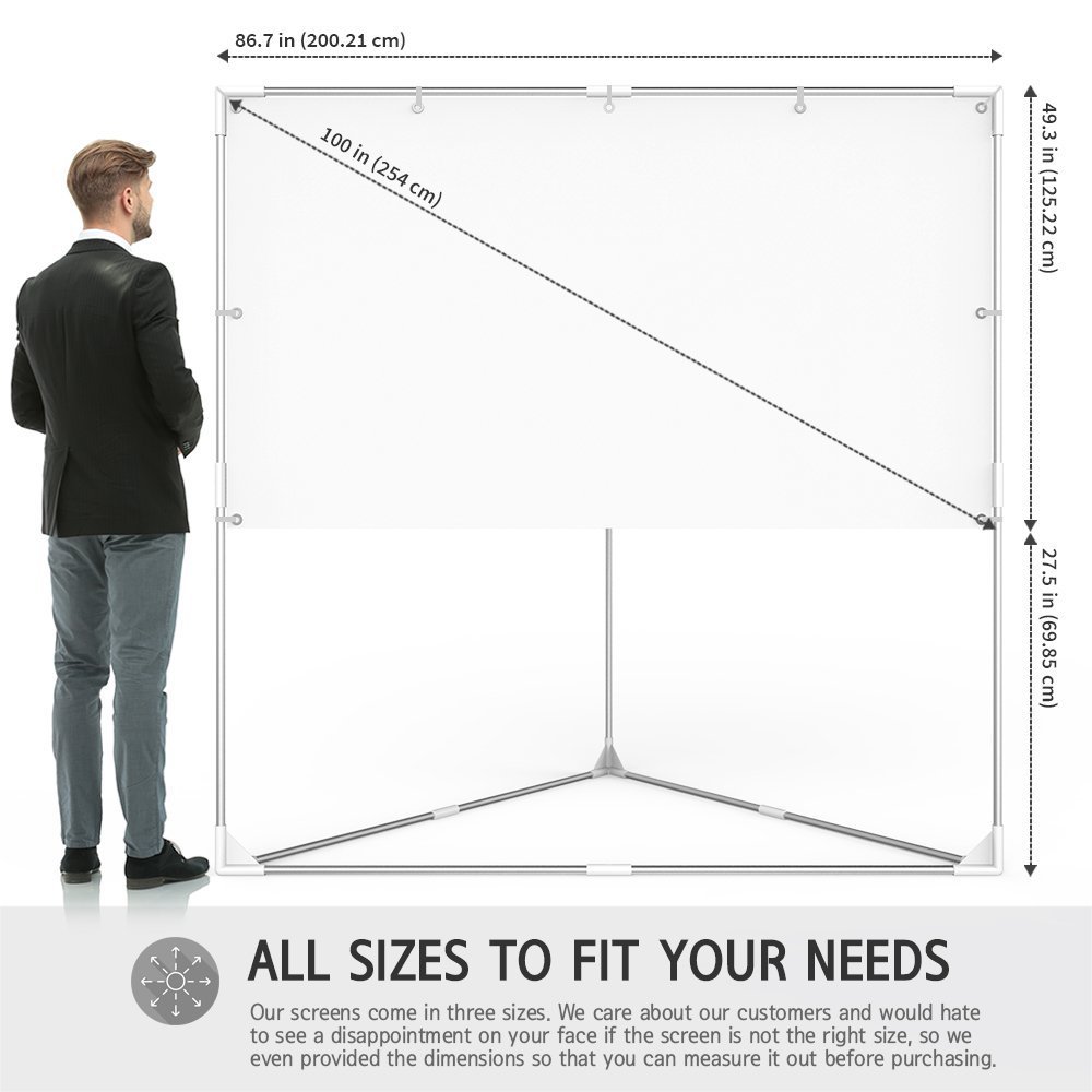 JaeilPLM 100Inch 2in1 Portable Projector Screen, Outdoor Indoor Compatible with Triangle