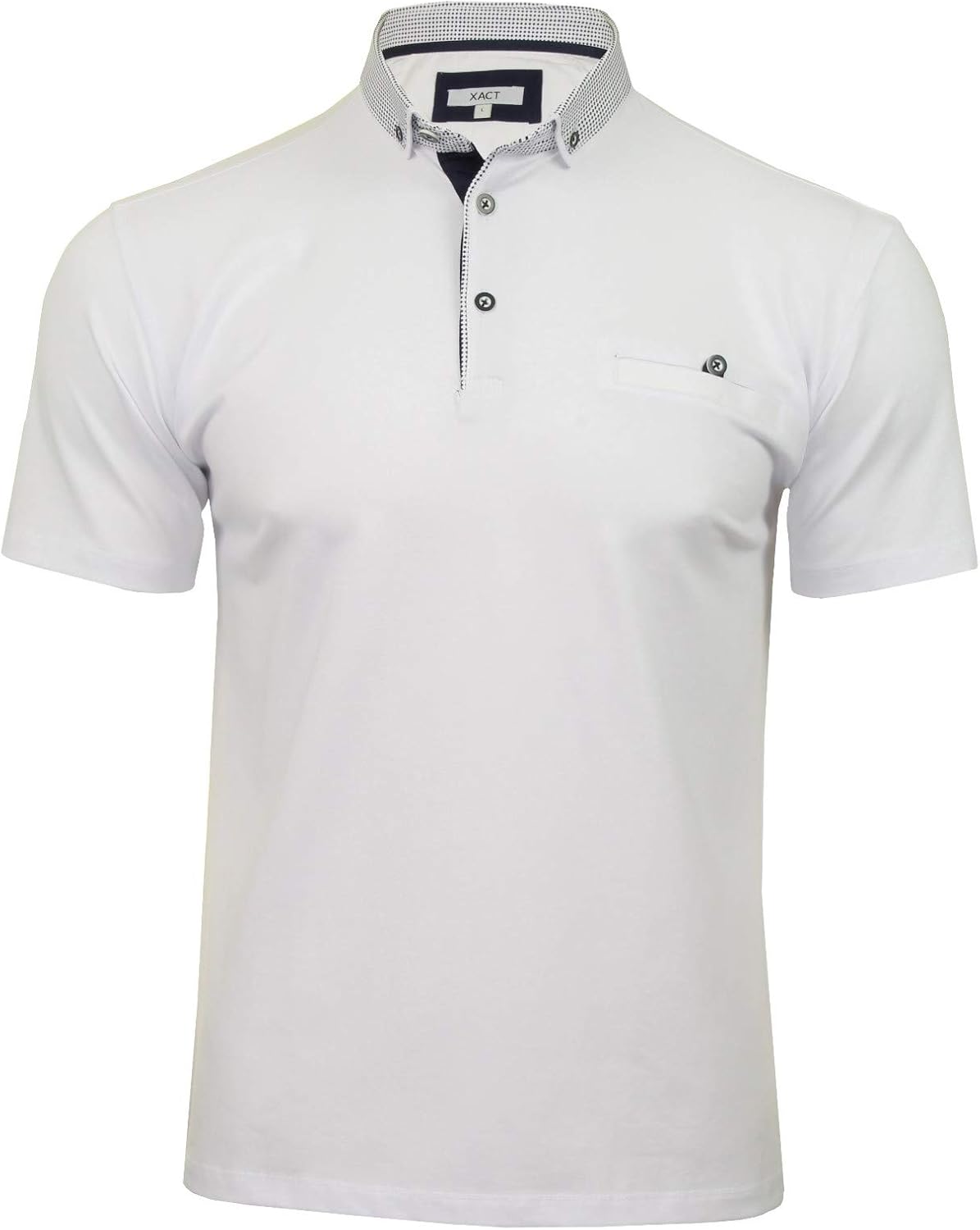 Xact Mens Short Sleeved Polo Shirt with Contrast Collar & Button Down