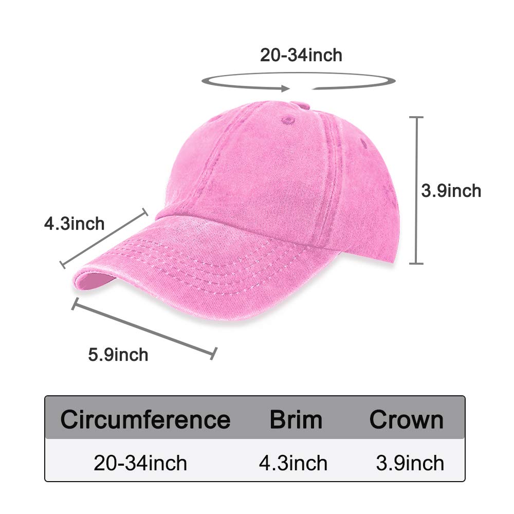 AVANTMEN Kids Baseball Cap Distressed Washed Sunhat Toddlers Little Boys Girls 100% Cotton 2-7 Years (1 Pack Pink)
