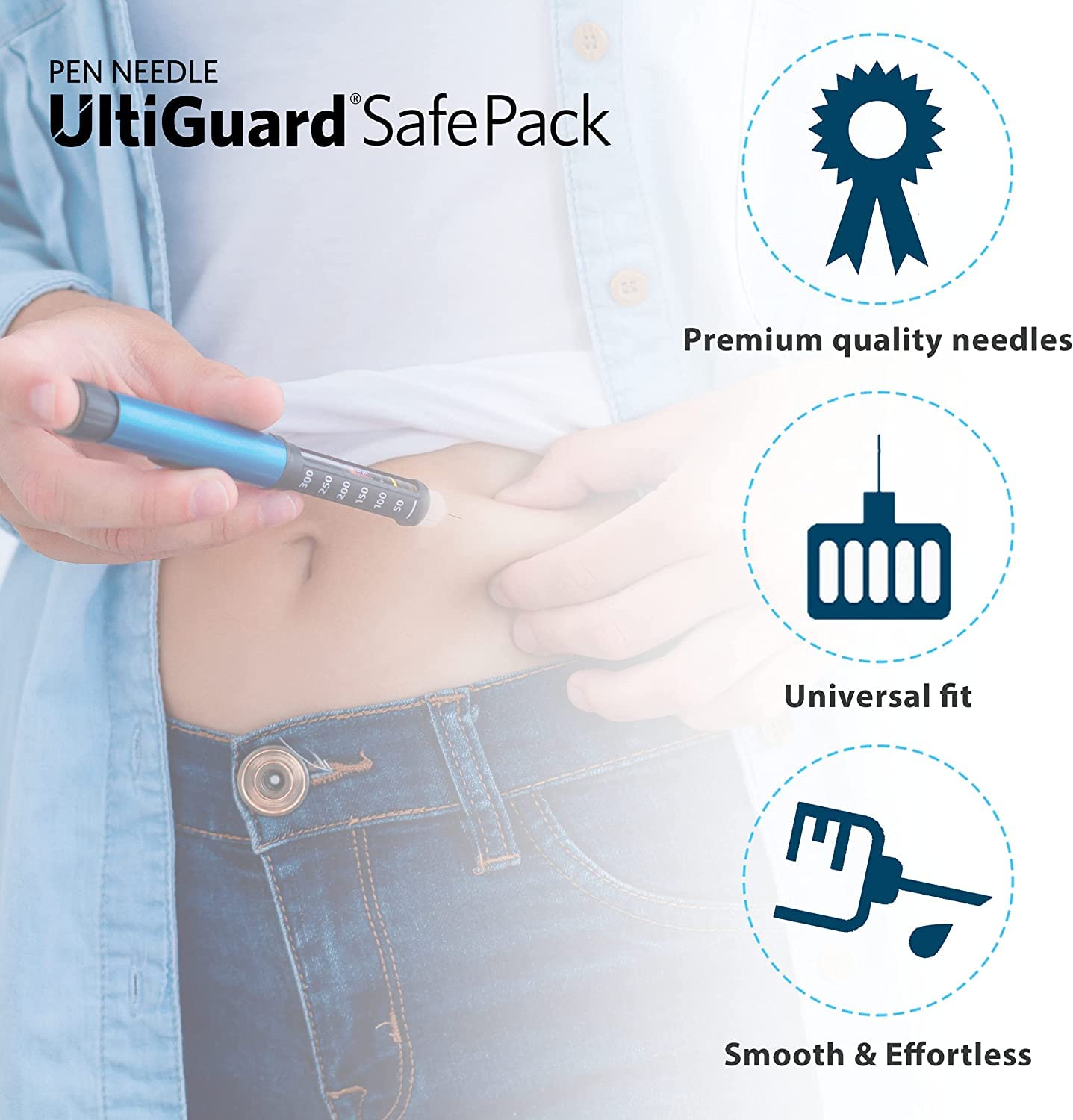 All-in-One UltiGuard Safe Pack Pen Needles and Sharps Container for at-Home Insulin Injections and Safe Needle Disposal, Size: Mini 4mm (5/32”) x 32G, 100 Count