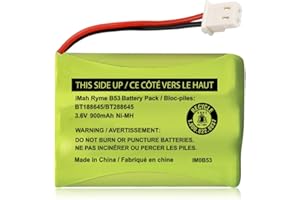 iMah BT188645/BT288645 3.6V 900mAh Ni-MH Battery Pack, Also Compatible with VTech BT207695 VM312 VM3251 VM3252 VM3261 Digital Video Baby Monitor