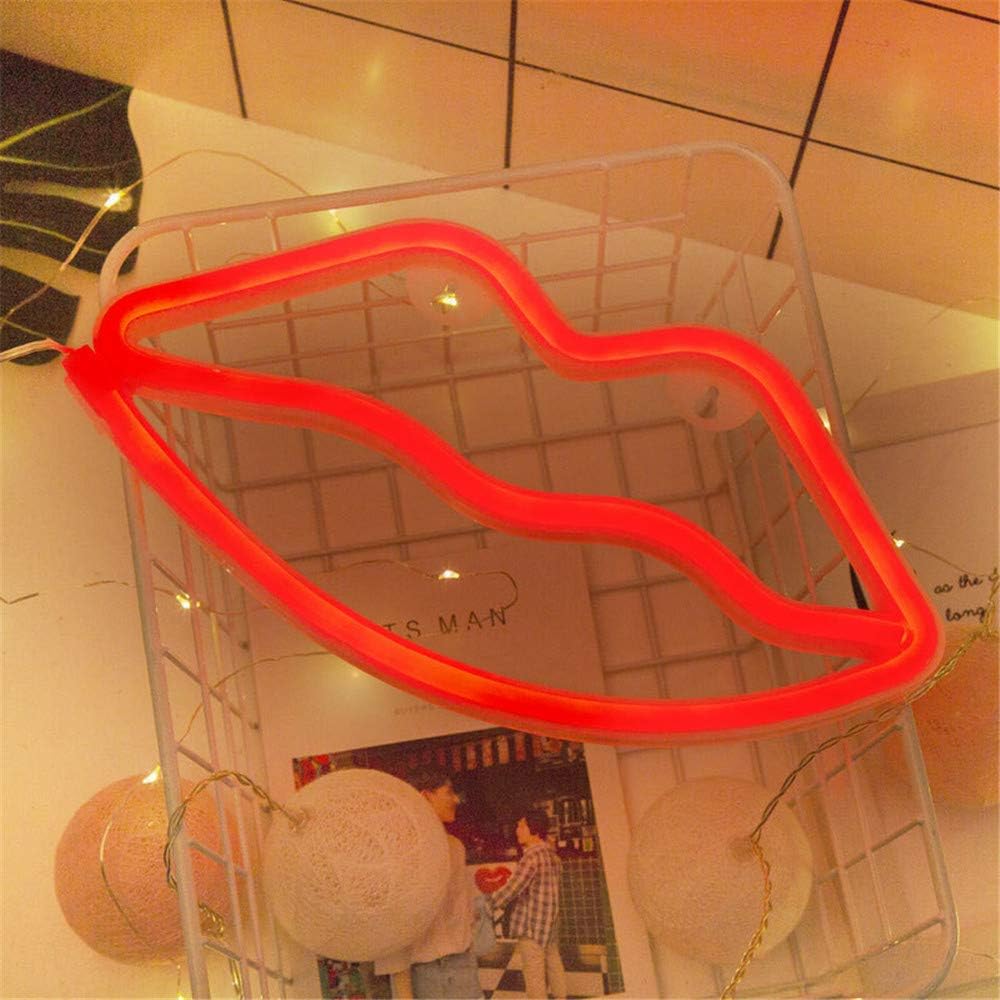 TADAMI Lips Neon Signs,LED Lips Sign Shaped Decor Neon Night Light,Wall Decor Lamp for Children's Kids Room,Living Room, Wedding Party Decoration