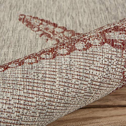 LR Home Captiva Sunset Cay Indoor/Outdoor Area Rug, 7'9" x 9'5", Coral/Beige