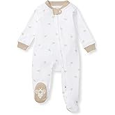 Burt's Bees Baby Boys Sleep and Play PJs, 100% Organic Cotton One-Piece Zip Front Romper Jumpsuit Pajamas