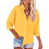 Paintcolors Womens Button Down Shirts Long Sleeve Dressy Casual Blouses Button Up Collared Shirts Tops for women