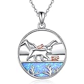 URONE Mama Bear Necklace 925 Sterling Silver Mountain Mama Bear Pendant Necklace Bear Jewelry for Women