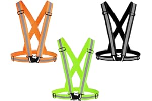 Awnuuw Reflective Vest Running Gear 3Pack, Adjustable Safety Vests High Visible Reflective Belt Straps