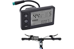 Mrisata Electric LCD Display Meter, Electric S866 LCD Display Meter, Speedometer Odometer, 24V 36V 48V Control Panel with Plug for 22.2mm/0.9in Handlebars Brushless Motor Speed Controller Kit