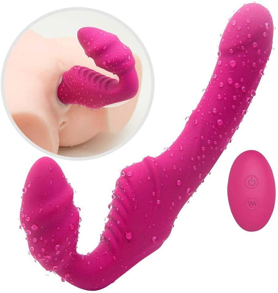 USXCPleasure Wonderful Realistic Strȁpless Strȁpon Dîdlõ VîЪrätor Wireless S`trȁp on Double Pěnětration Dîd`lõ for Woman Handheld Massage Love Toy - Safety MaterialUSXC