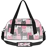Colorful Cat Kids Duffle Bag Girls Dance Bag Lightweight Water Resistant Foldable Sports Gym Bag Travel Weekender Overnight Sleepover Carryon Travel Bag for Teen Girls School Practice Gymnastic Ballet