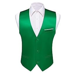 Barry.Wang Mens Emerald Green Suit Vest Bow Tie Set