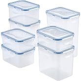 LOCK &amp; LOCK Easy Essentials Food Storage lids/Airtight containers, BPA Free, 14 Piece - Tall Rectangle, Clear