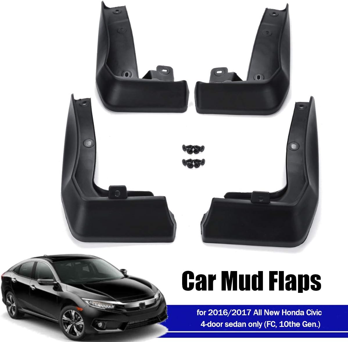 Amazon Com Oneuda Front Rear Mud Flaps For Honda Civic Sedan 2016 2017 2018 Fender Splash Guards Mudguard Mudflaps Car Accessories Automotive