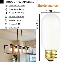 Leools E26 LED Bulb 4W Equivalent e26 led Bulb 40