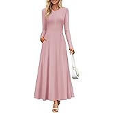 ZESICA Women's Elegant Maxi Dresses 2026 Fall Long Sleeve Button Casual A Line Boho Flowy Dress with Pockets