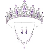 Women Jewelry Set Tiara Set with Earrings and Necklace Gold Gothic Rhinestone Bridesmaid Jewelry Set for Wedding Costume Hair Accessories, Mother's Day Gifts