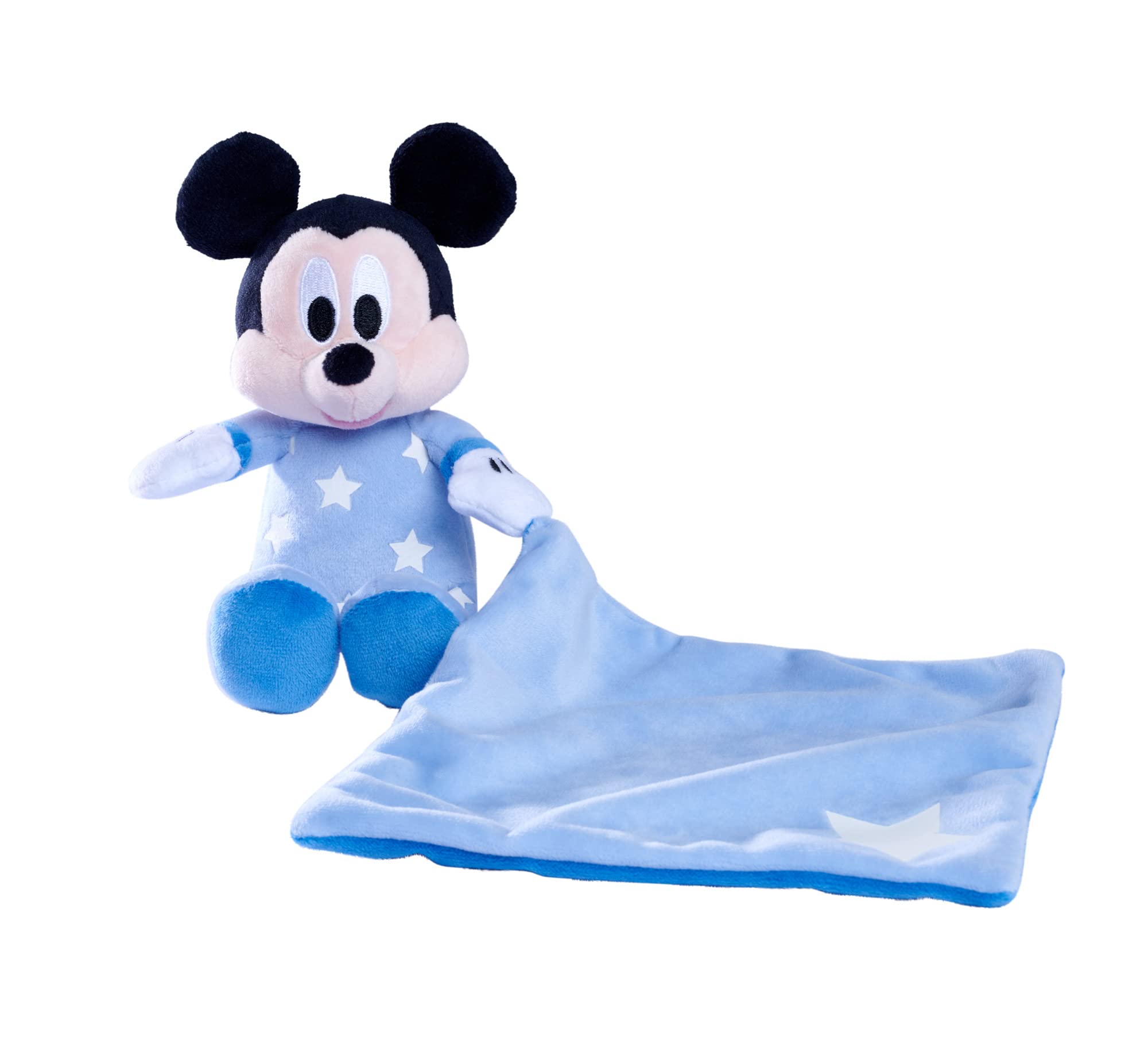 Simba Disney – Bonne Nuit Mickey Mouse Glow in The Dark Soft Toy Mouse, Baby Toy, and Comforter, Suitable from the First Months of Life