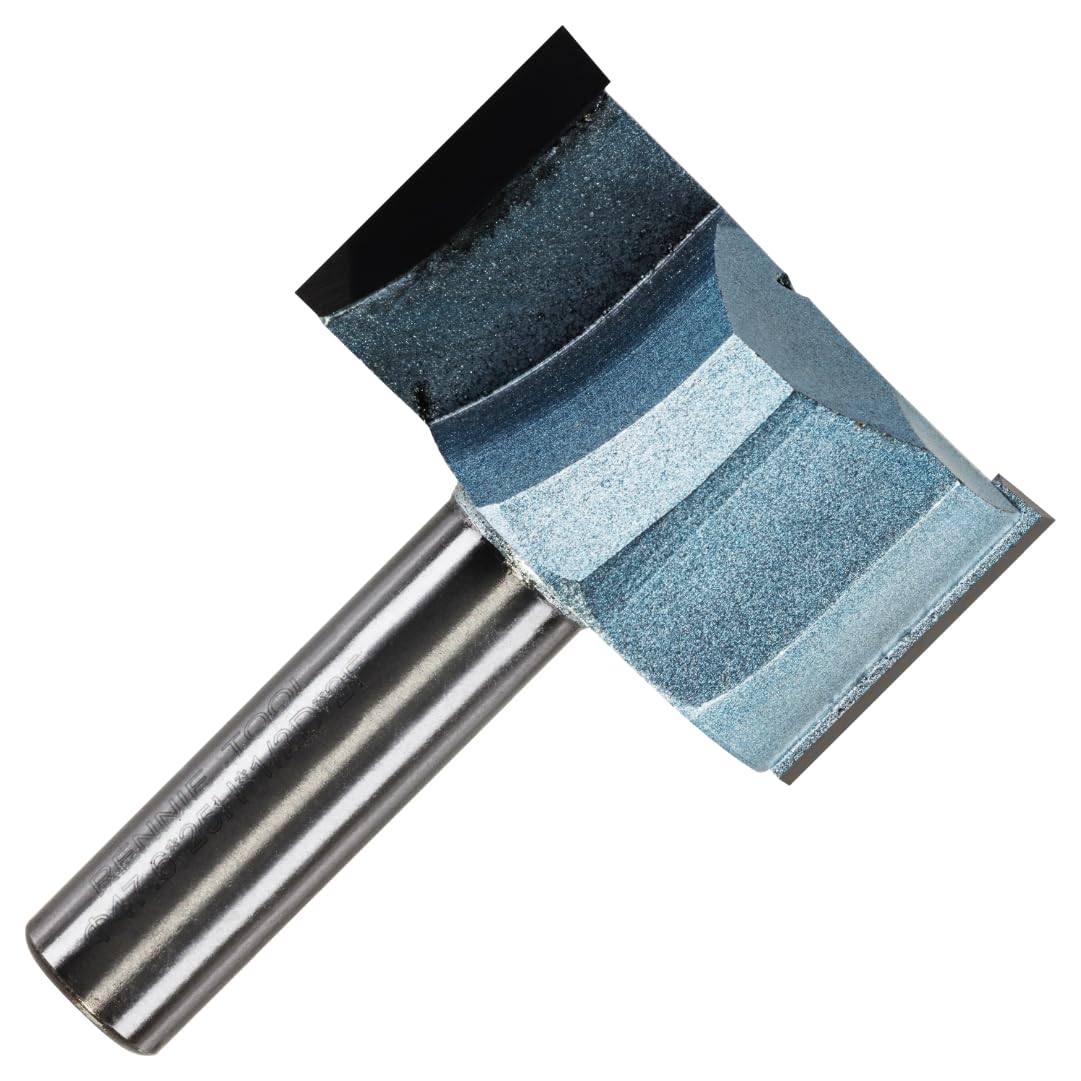 Rennie Tools - 47.6mm (1.7/8") Cutting Diameter x 25mm Flute x 1/2" Shank TCT Tipped 2 Flute Straight Router Cutter Bit. Compatible With Makita Trend Festool Hikoki Dewalt Router Etc 47.6mm Router Bit