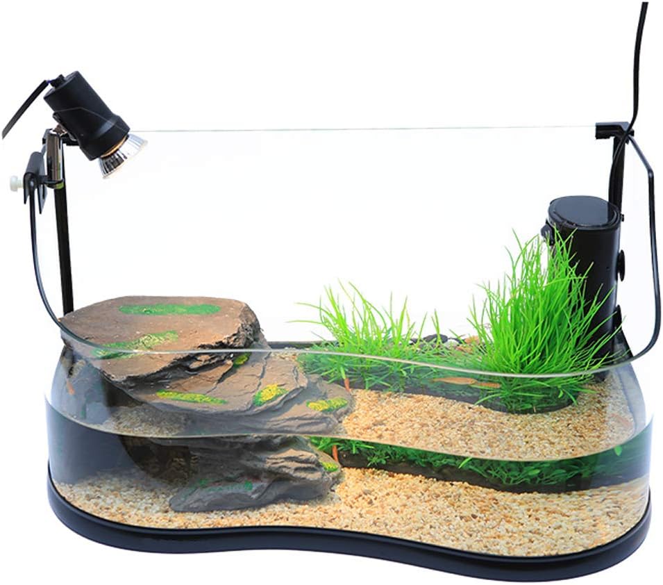JIANGU Glass turtle tank, with drying platform and water tank, ecological water tank, raising turtle tank, Brazilian turtle tank villa large, physical and main picture content