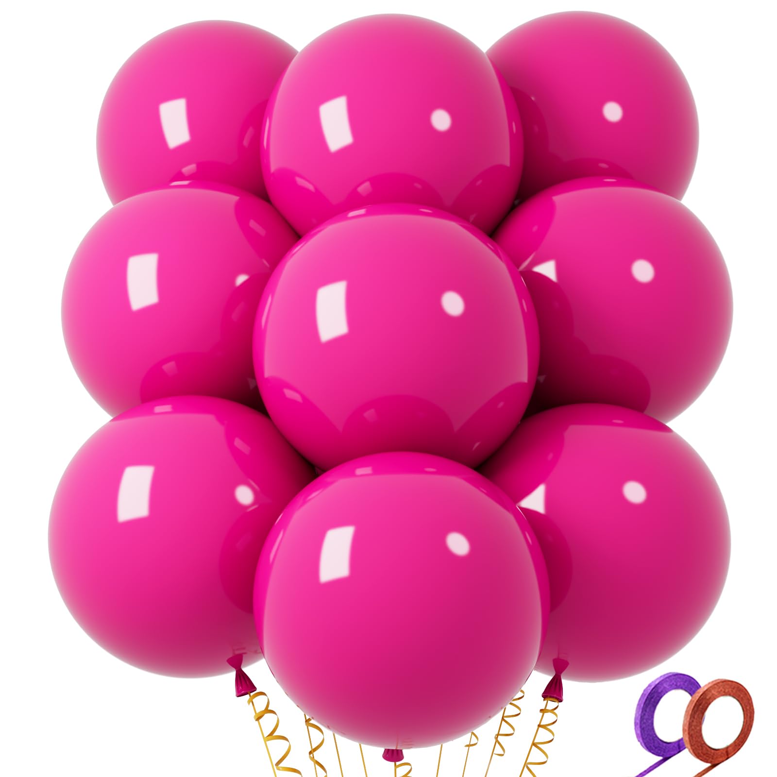 Photo 1 of 32Pcs Hot Pink Big Balloons 18 Inch, Round Large Latex Party Balloons for Birthday Wedding Decorations.