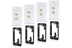 ANONION 4 Pack Speaker Wall Plate with Low Voltage Mounting Bracket for Banana Plug Speaker Home Theater, YXMK-04ZJ-2024