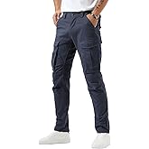 Plaid&Plain Men's Cargo Pants Slim Fit with Articulated Knees