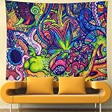 Flower Arabesque Tapestry Retro Pattern Wall Hanging Psychedelic Tapestry Abstract Figure Wall Tapestry Hippie Arabesque Tapestry Ethnical Intricate Wall Decor for Bedroom Decor